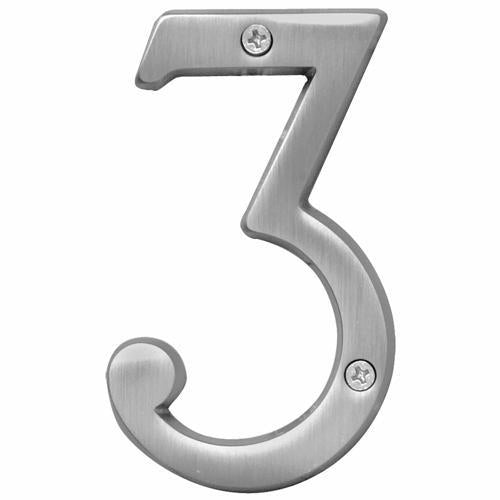 HY-KO Letterbox Number 3 102mm Satin Nickel