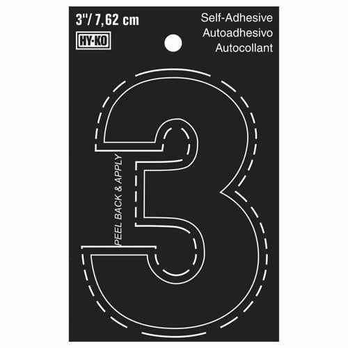 HY-KO Letterbox Number 3 76mm Black