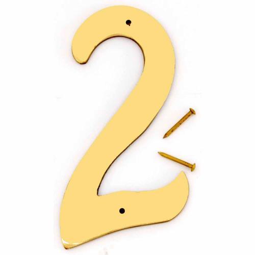 HY-KO Letterbox Number 2 102mm Polished Brass Finish BR-40/2