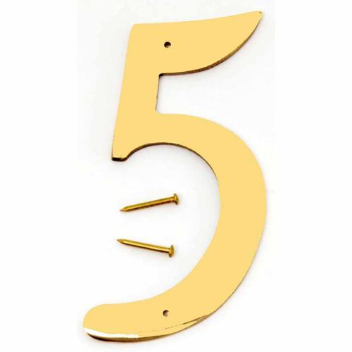 HY-KO Letterbox Number 5 102mm Polished Brass Finish BR-40/5