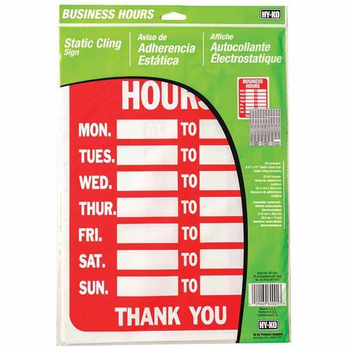 HY-KO Business Hours Sign Kit