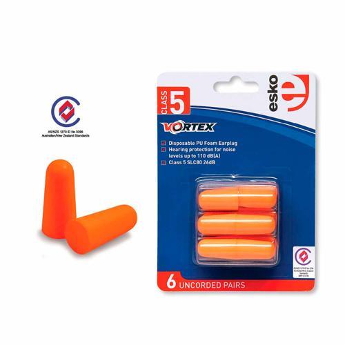 Esko Class 5 Earplugs 6 Pack Orange