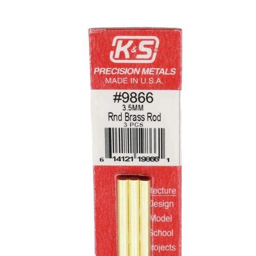 K&S Metal Round Brass Rod 3.5mmx300mm Pack of 3