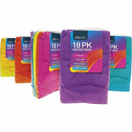 Effects Microfibre Cloths Assorted Colours Pack of 18