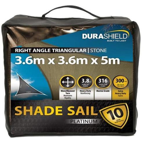 Durashield Shade Sail Platinum Triangle 3.6 X 5M Stone