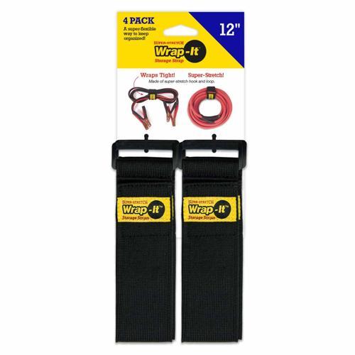 WRAP-IT Super-Stretch Strap Pack of 4 Black