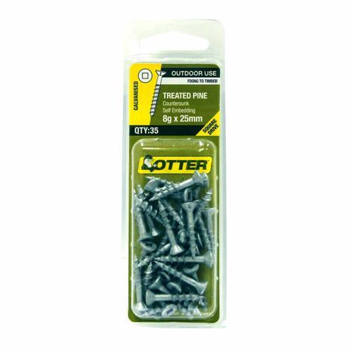 Otter Treated Pine Screws 8g X 25mm Pack of 35 Galvanised