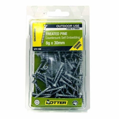 Otter Treated Pine Screws 8g X 30mm Pack of 100 Galvanised