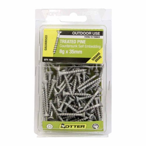 Otter Treated Pine Screws 8g X 35mm Pack of 100 Galvanised