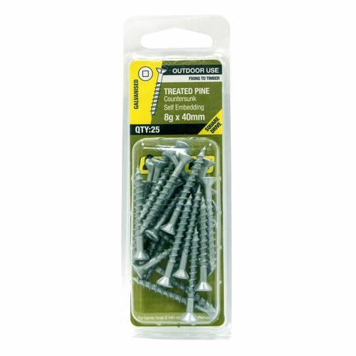 Otter Treated Pine Screws 8g X 40mm Pack of 25 Galvanised