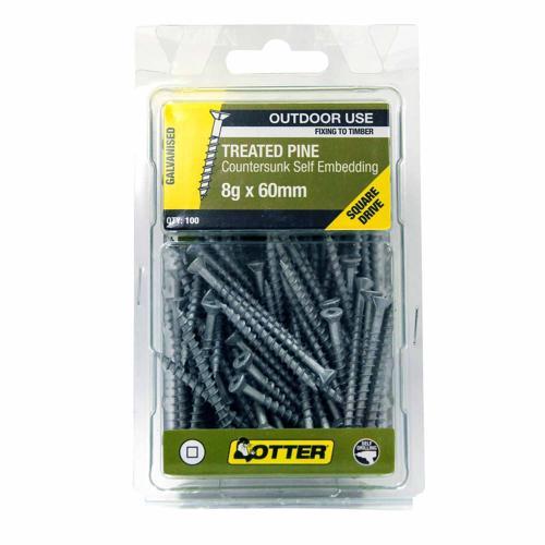 Otter Treated Pine Screws 8g X 60mm Pack of 100 Galvanised