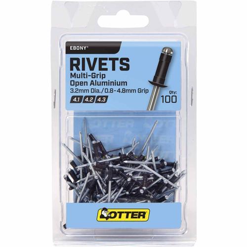 Otter Blind Rivets 3.2 Pack of 100 Aluminium Ebony