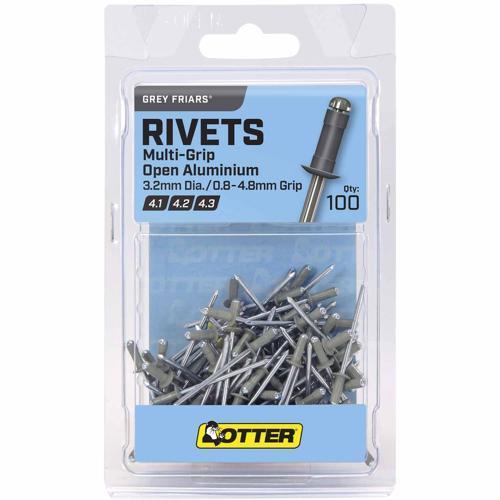 Otter Blind Rivets 3.2 Pack of 100 Aluminium Grey Friar