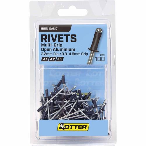 Otter Blind Rivets 3.2 Pack of 100 Aluminium Iron Sand