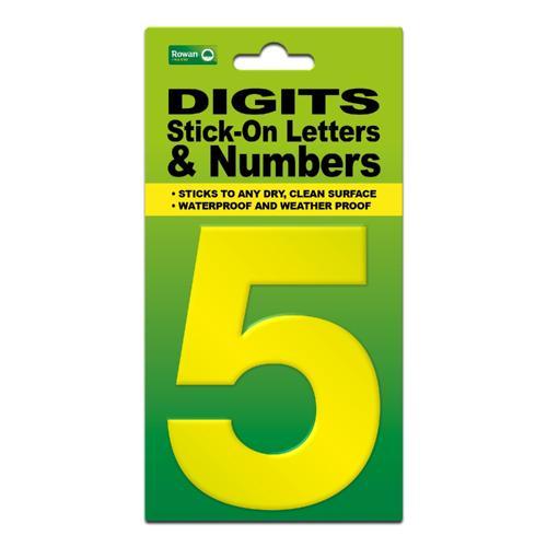 Classic Sign High Visibility Digit 80mm Yellow 80mm-HV-YEL-5