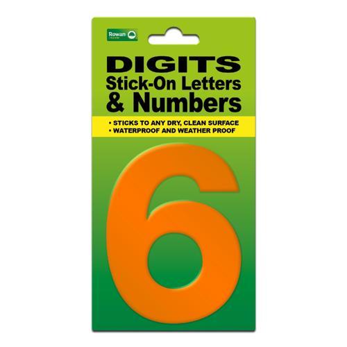 Classic Sign High Visibility Digit 80mm Orange 80mm-HV-ORAN-6