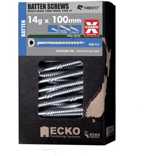 Ecko T-REX17 Batten Screws OutDoor XGuard 14g X 100mm Pack of 100