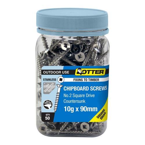 Otter Chipboard Screws 10g X 90mm SS304 Pack of 50