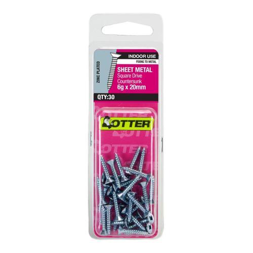 Otter Sheet Metal Screws 6g X 20mm Pack of 30 Zinc Plated