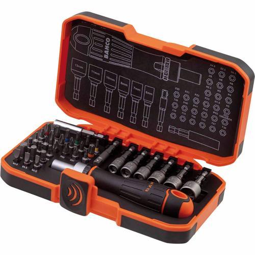 Bahco Ratcheting Screwdriver Bit Holder 1/4 And Bit Set 36 Piece