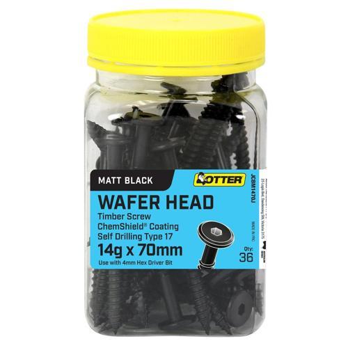 Otter Light Duty Timber Screws 14g X 70mm Pack of 36 ChemShield Black