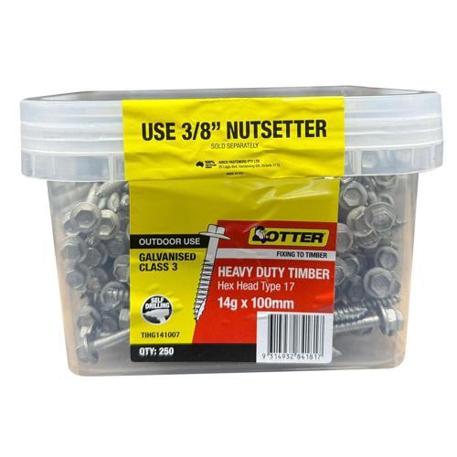 Otter Heavy Duty Timber Screws 14g X 100mm Pack of 250 Galvanised