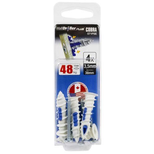 Cobra Wall & Ceiling Anchor 3.5mm White Pack of 4