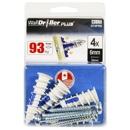 Cobra Wall & Ceiling Anchor 6mm White Pack of 4