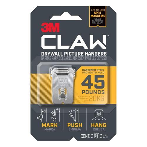3M Claw Heavyweight Hanging Solution 71mm 109mm 40mm Grey Pack of 3