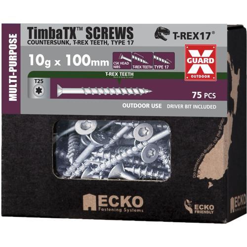 Ecko Timba TX TimbaTX Multi-Purpose Screws XGuard 10g-9 X 100mm Pack of 75