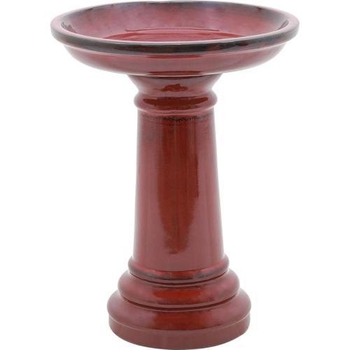 Gardeners Edge Glazed Mini Bird Bath Firework Red