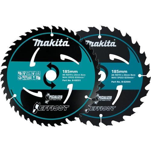 Makita Circular Saw Blade 185mm 24T/45T 2 Piece 185mm Pack of 2