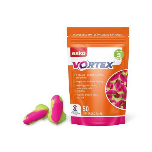 Esko Vortex Uncorded T-Shape Earplugs 50 Pairs