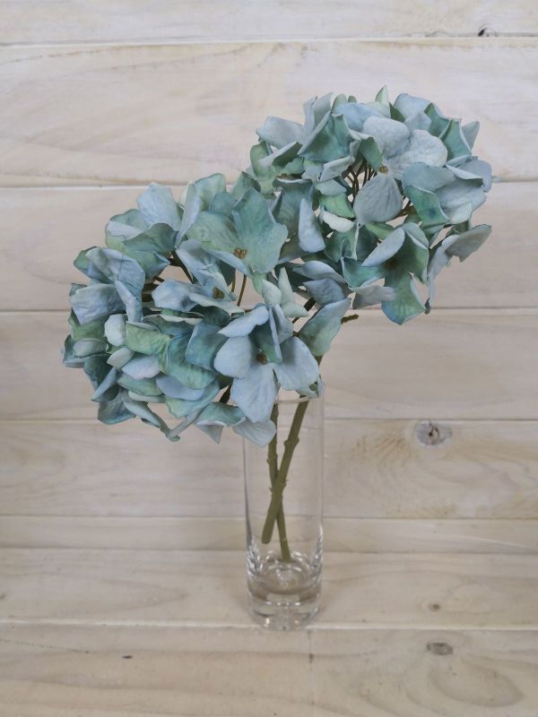 Artificial Hydrangea - Dry Look Cut Stem Teal (33cm)