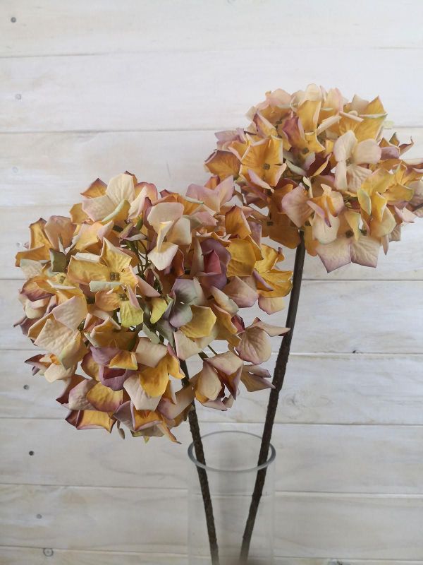 Artificial Hydrangea Stem - Dry Look (Orange)