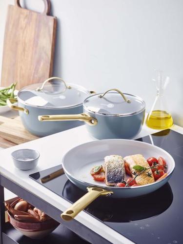 GreenPan Padova 6 (10) Piece PFAS Free Cookset Smokey Blue