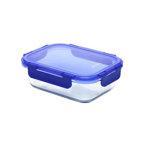 Pyrex Lock N Store Rectangle Container with Blue Lid 640ml