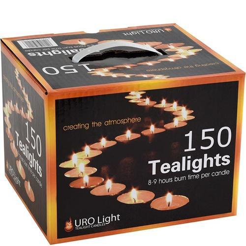 Candles Tealight Unscented 8-9Hr Pack of 150 - Uro Light