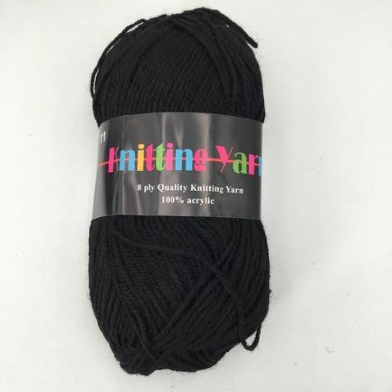 Knitting Yarn - #11 Black 100g (Set of 6)