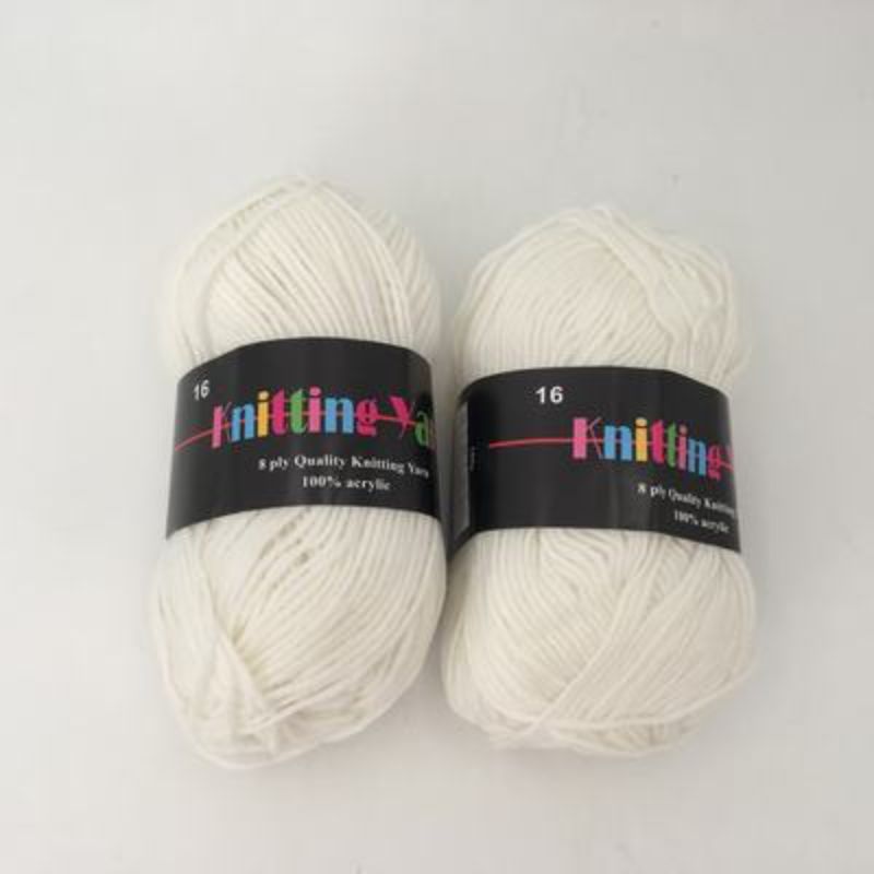 Knitting Yarn - #16 White 100g (Set of 6)