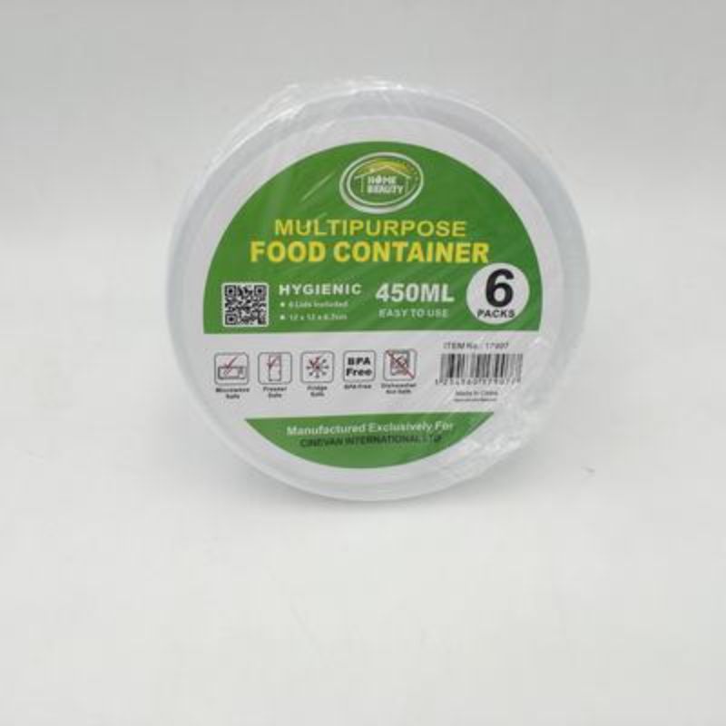 Plastic Food Containers - 450 ML/12cm - 72 units