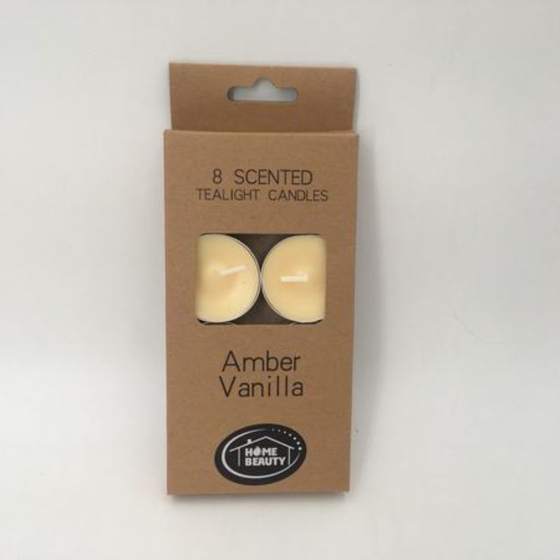 Tealigth Candles - Beige Scented Amber Vanilla (96pcs)
