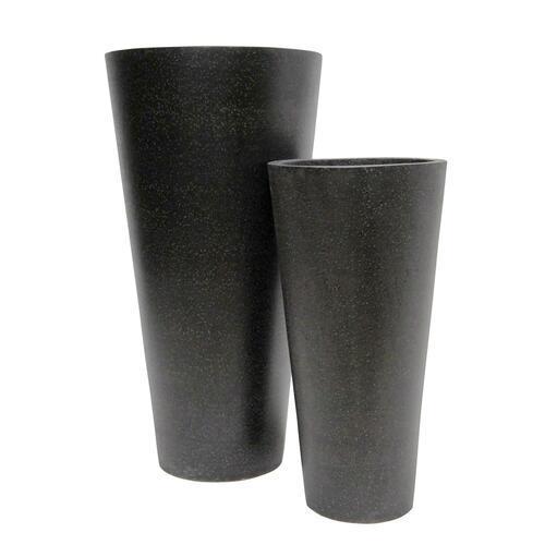 STONELEIGH & ROBERSON Tall Round Terrazzo Vase Pot M Black
