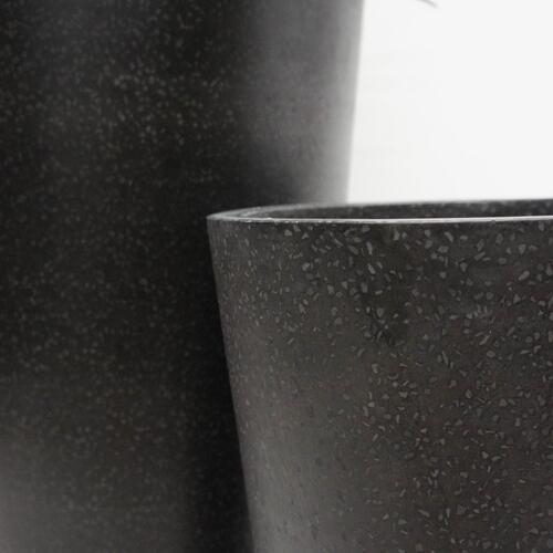 STONELEIGH & ROBERSON Tall Round Terrazzo Vase Pot M Black