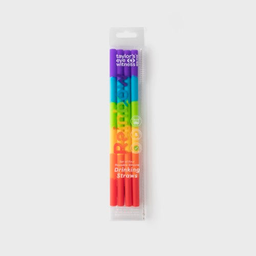 Set of 4 vibrant silicone straws, eco-friendly and reusable, perfect for reducing plastic waste while enjoying beverages.