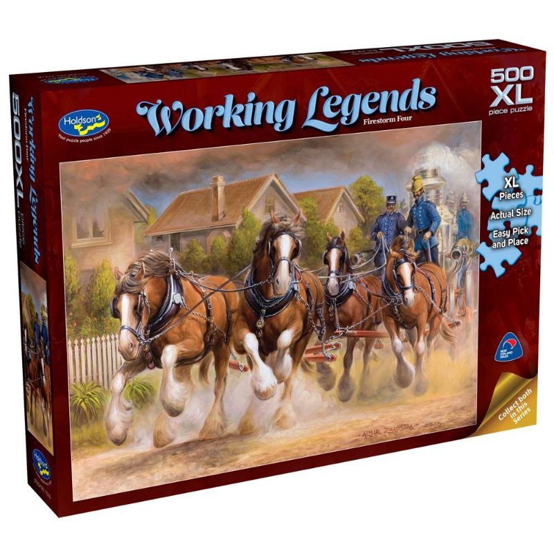 XL Jigsaw Puzzle featuring Australian history artwork with Clydesdale horses, 500 extra large pieces for easy assembly.