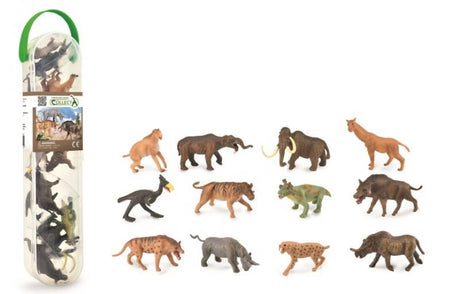 Miniature prehistoric animals set by CollectA, featuring vibrant, detailed figures of dinosaurs and ancient creatures.