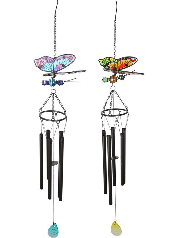 Windchime - Metal / Glass Butterfly (Set of 2 Asstd)