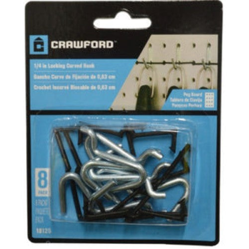 Pegboard Hooks Curved 8pce #18125 6mm Crawford