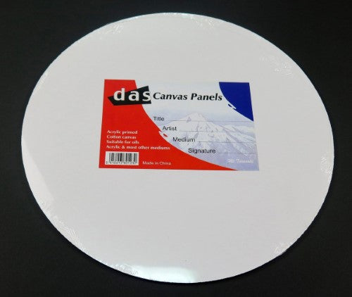 Das Round Canvas Panel - 8-inch, ideal for acrylics and oils, featuring a lightweight, cotton surface for vibrant art creation.